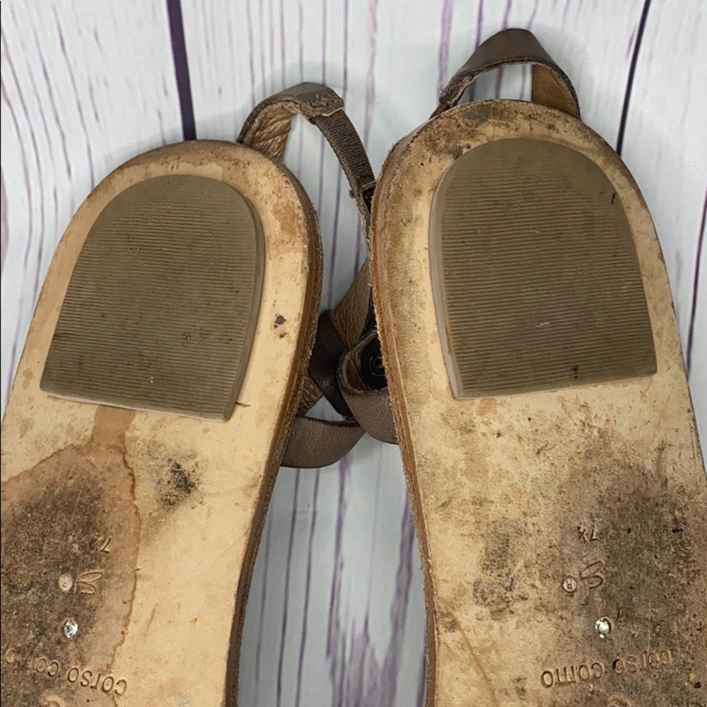 Corso Como 7.5 Brown Leather Toe Wrap Flat Sandal - Picture 7 of 9